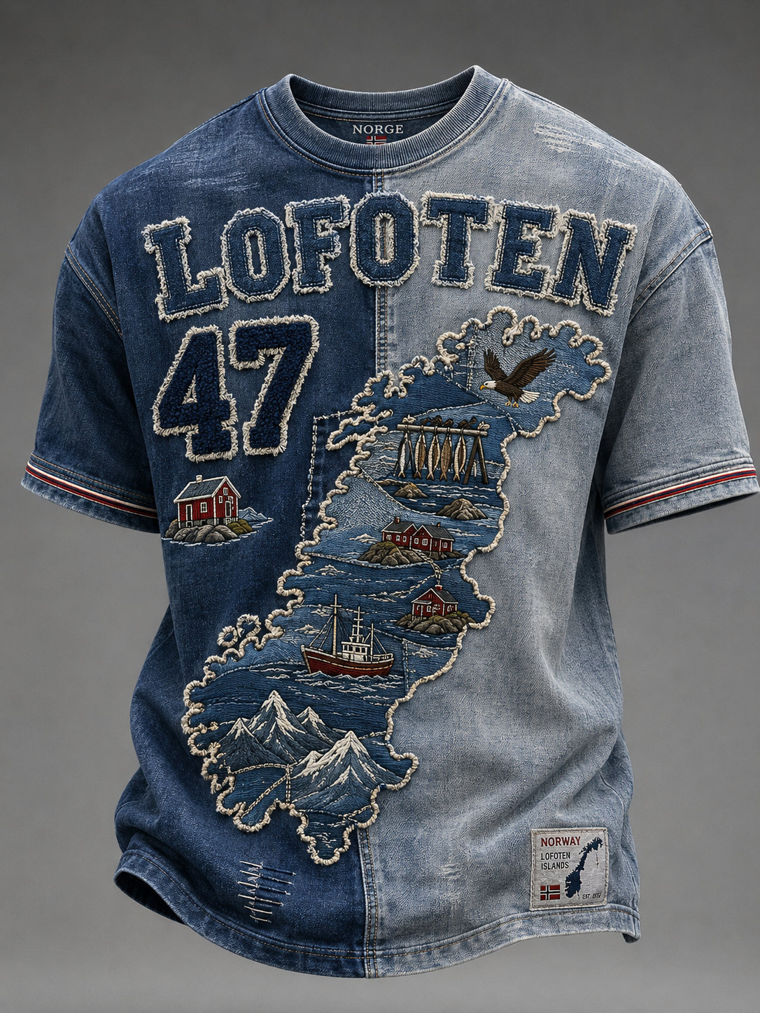 Karta över Norge korta ärmar T-shirt