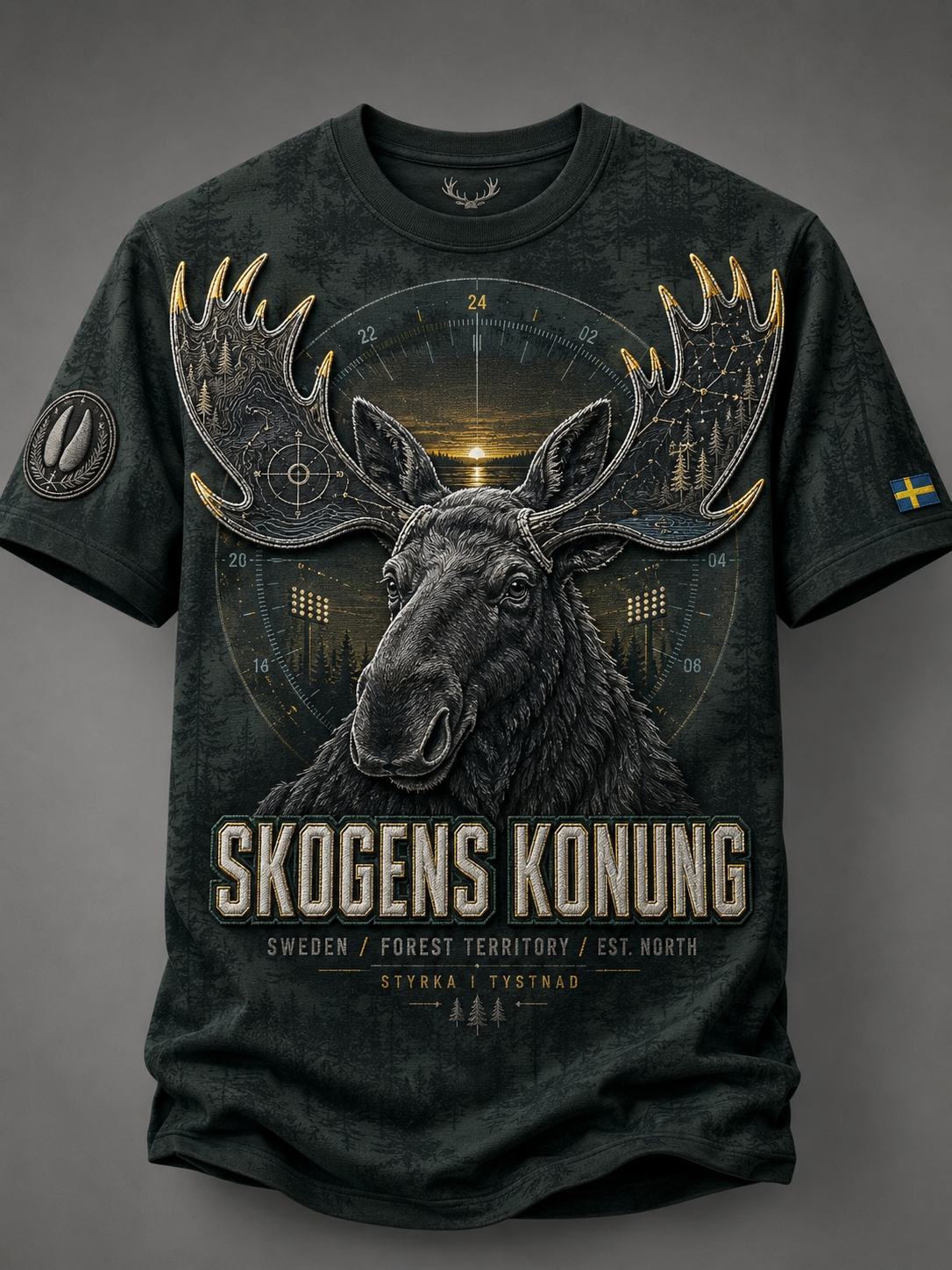 Herrtröja med korta ärmarna och djurmotiv på svenska