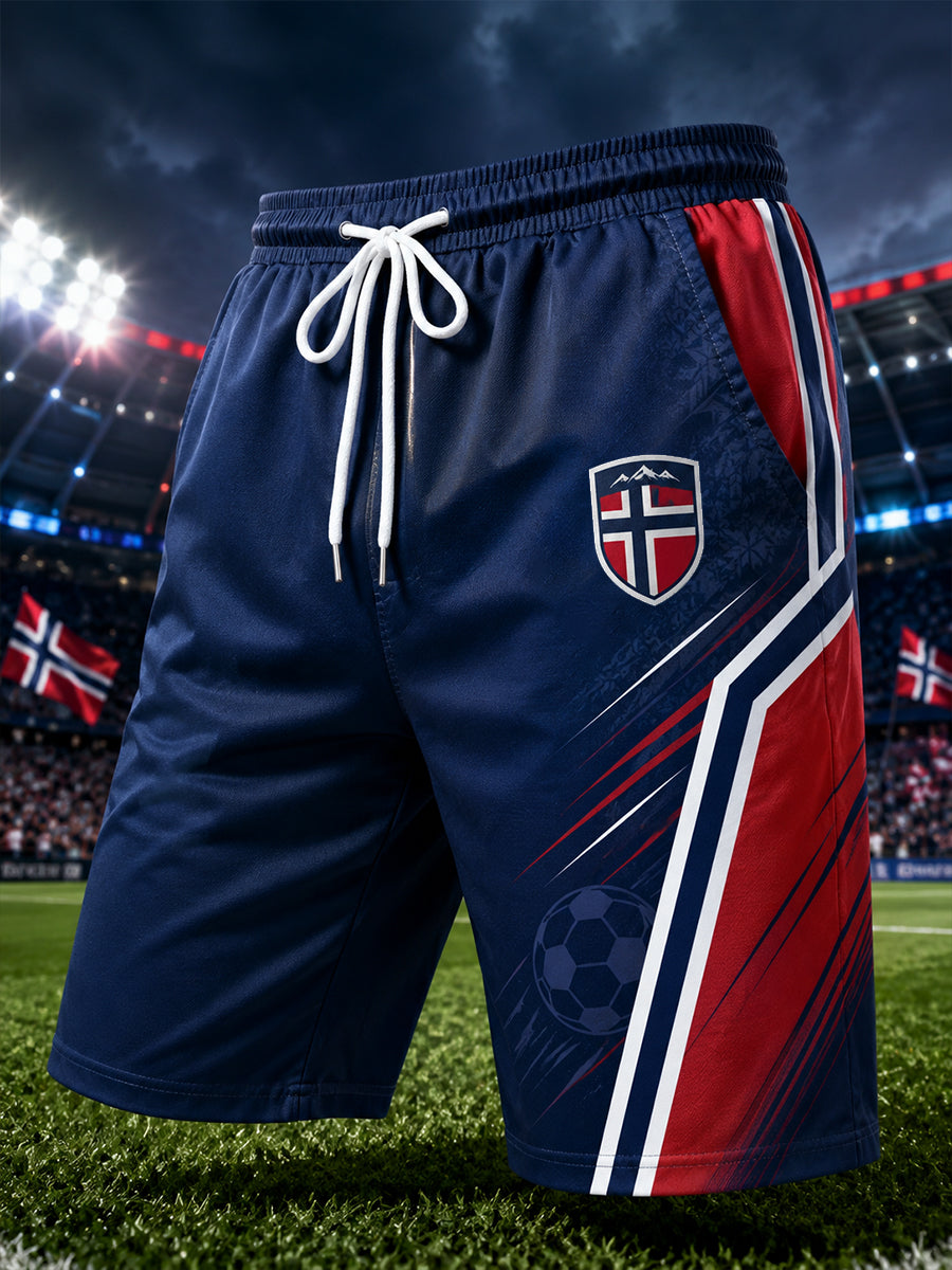 Mäns fotboll-tema Print Shorts