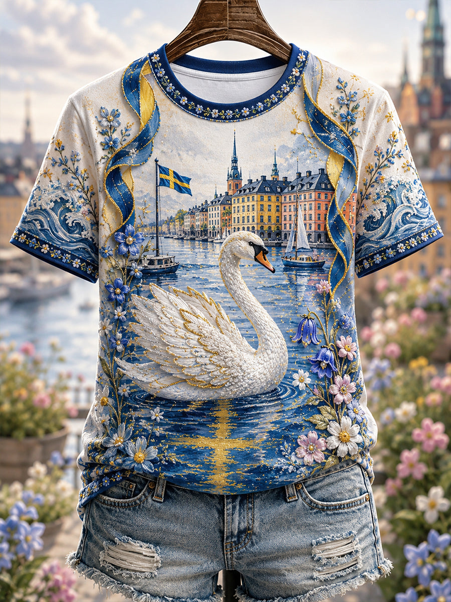 Kvinnors Sveriges Djur kortärmad T-shirt