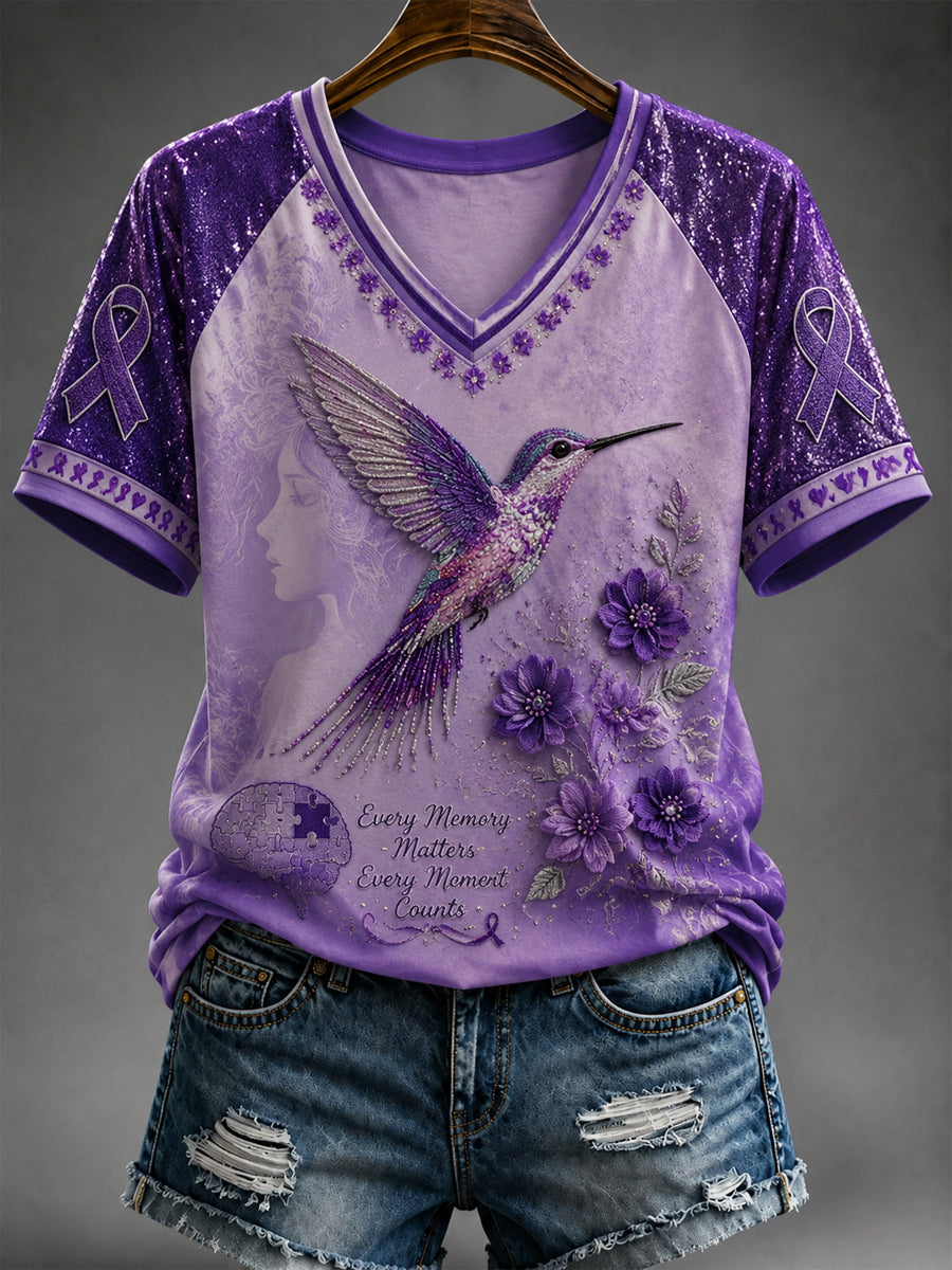 Kvinnors Alzheimers medvetenhet Grafisk T-shirt