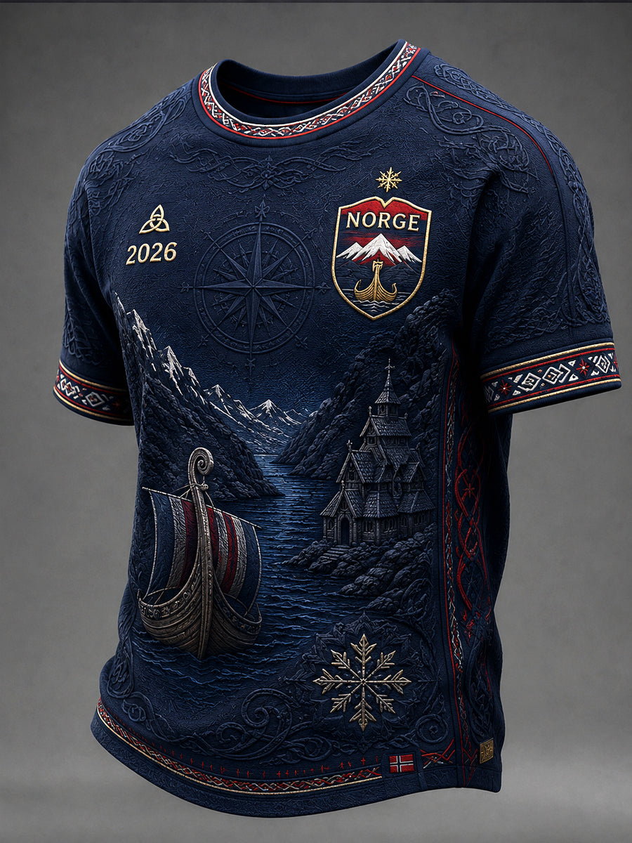 Retro norska vikinga konstnärlig T-shirt