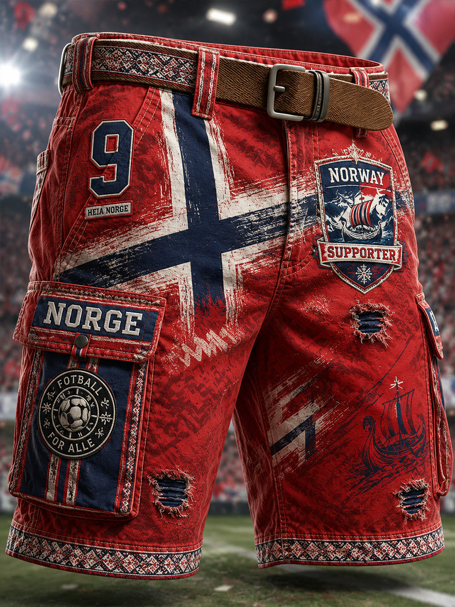 Herrliga vikingarnas Norge-konsttryck avslappnade shorts