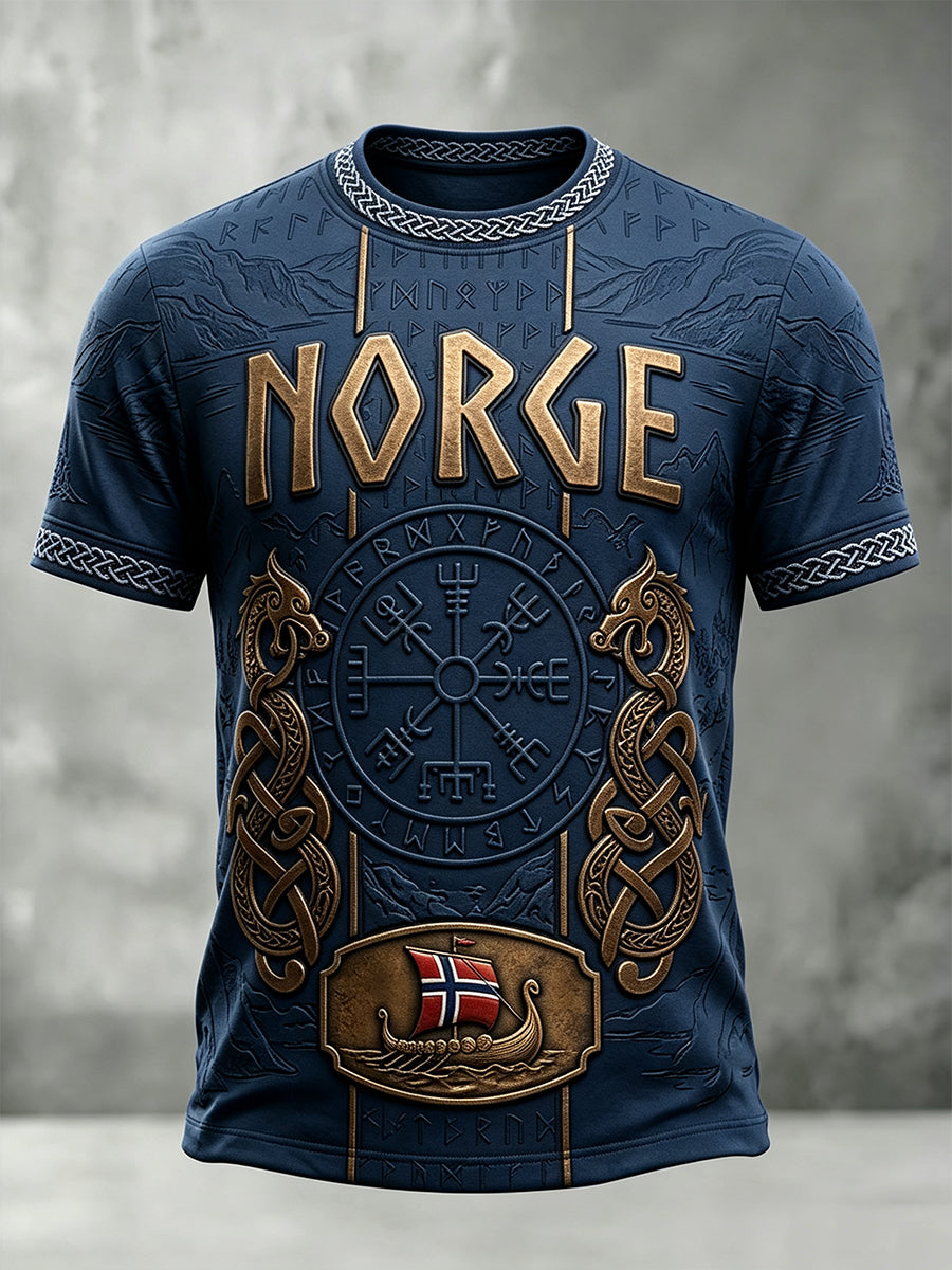 Mäns Norge Viking Inspirerat mönster Celtic Print Short Slemmar T-shirt