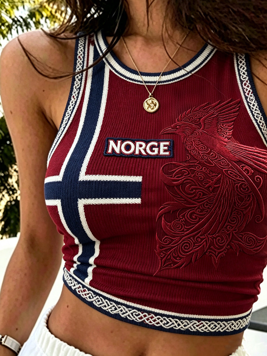 Kvinnors Retro Norska Viking djur mönster Tryckt Casual Väst