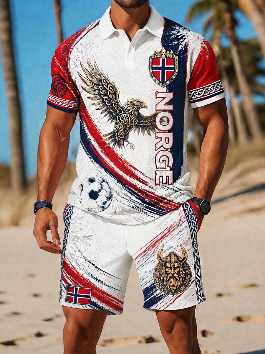Retro Nordic Viking-stil konst Skriv ut Casual Två-stycke Set