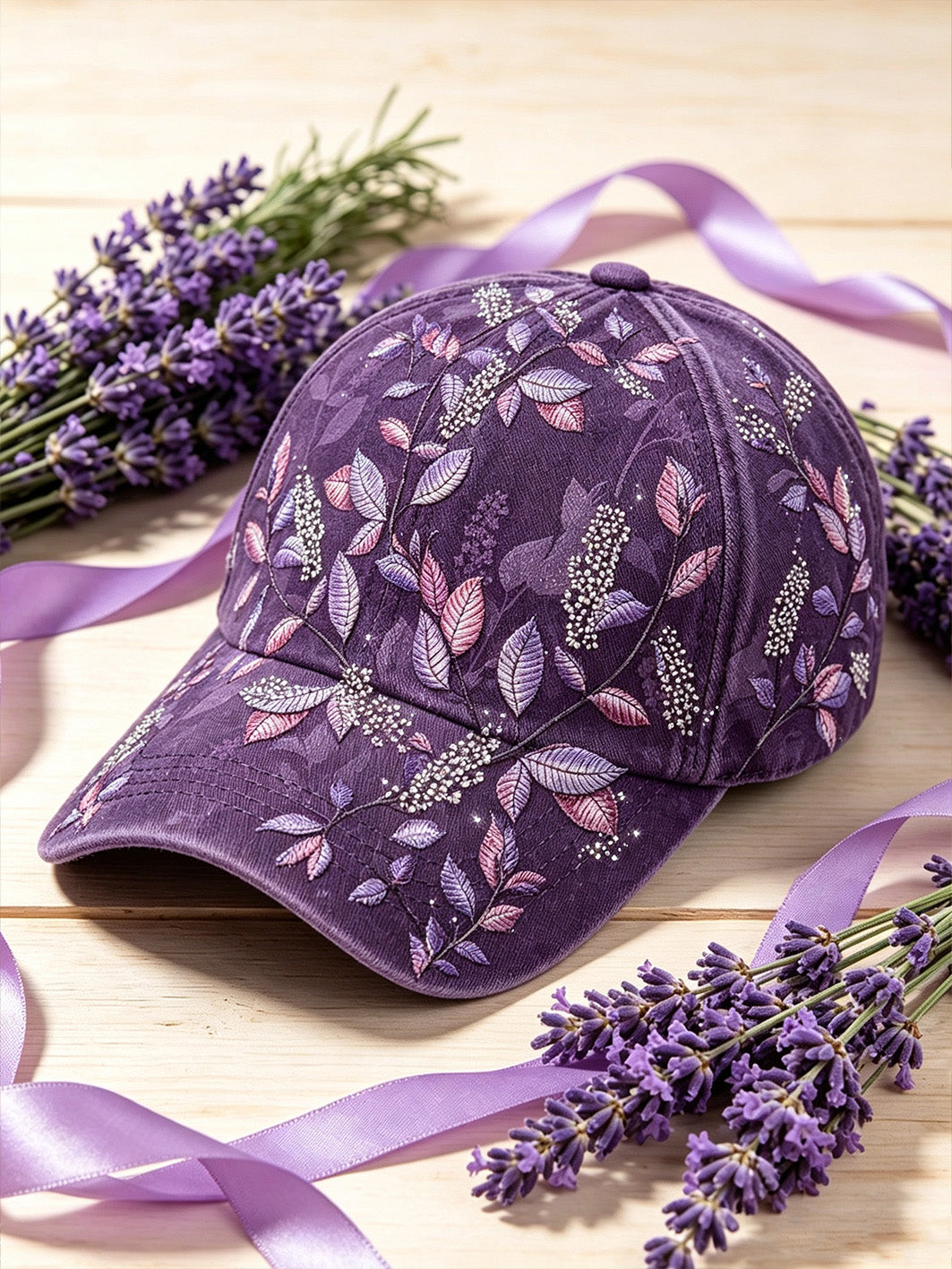 Lila växt blomma mönster tryckt Unisex hatt