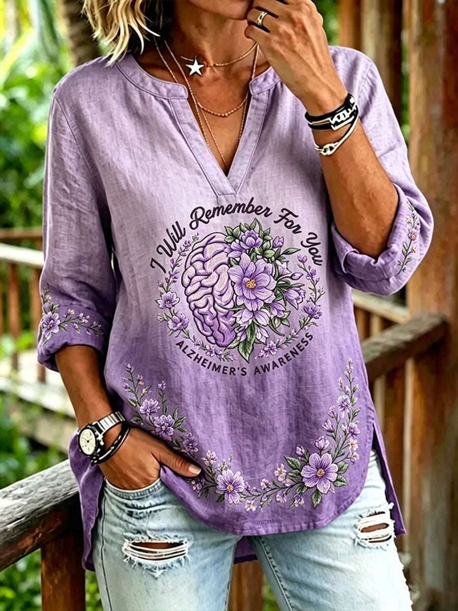 Kvinnors Alzheimers-medvetenhetstryck avslappnad t-shirt