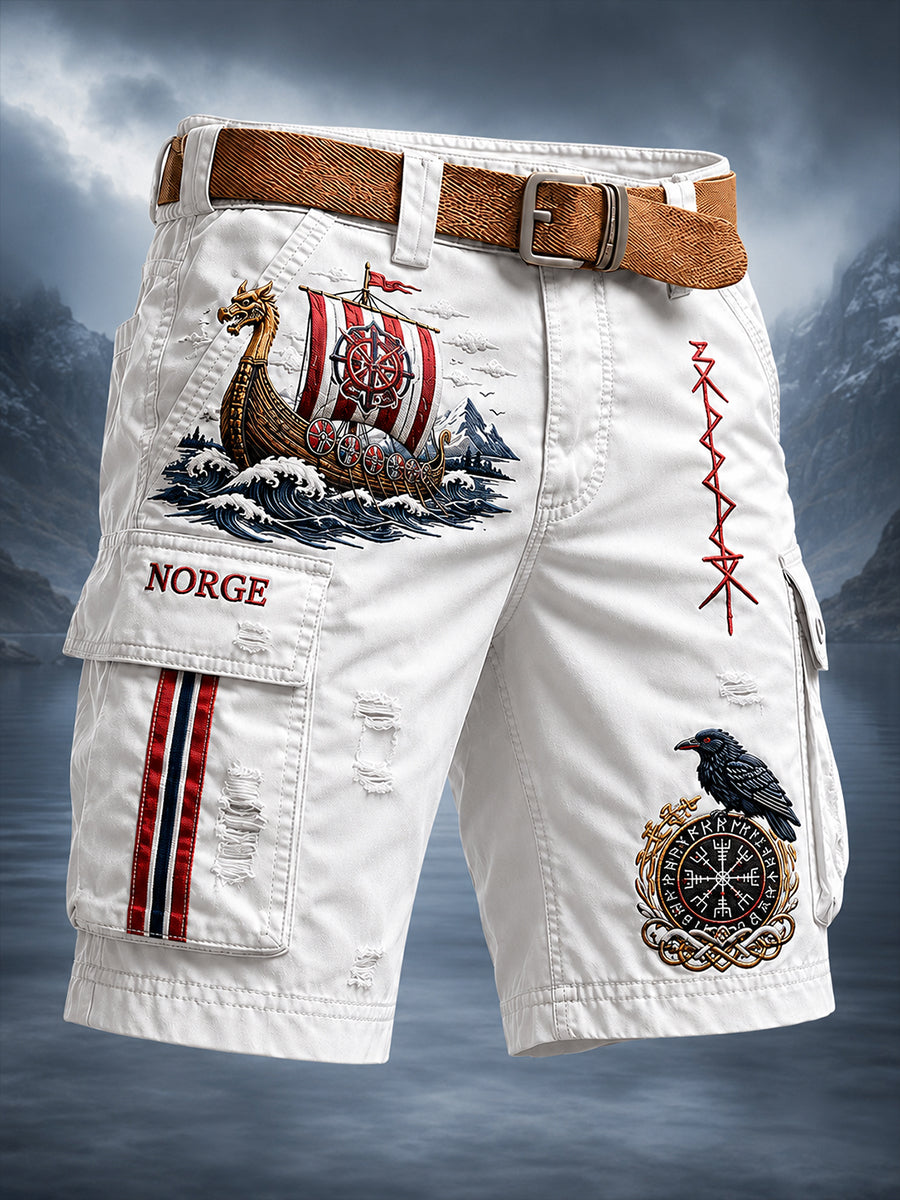 Retro Norge VikingNordic Style Art Print Casual Cargo Byxor