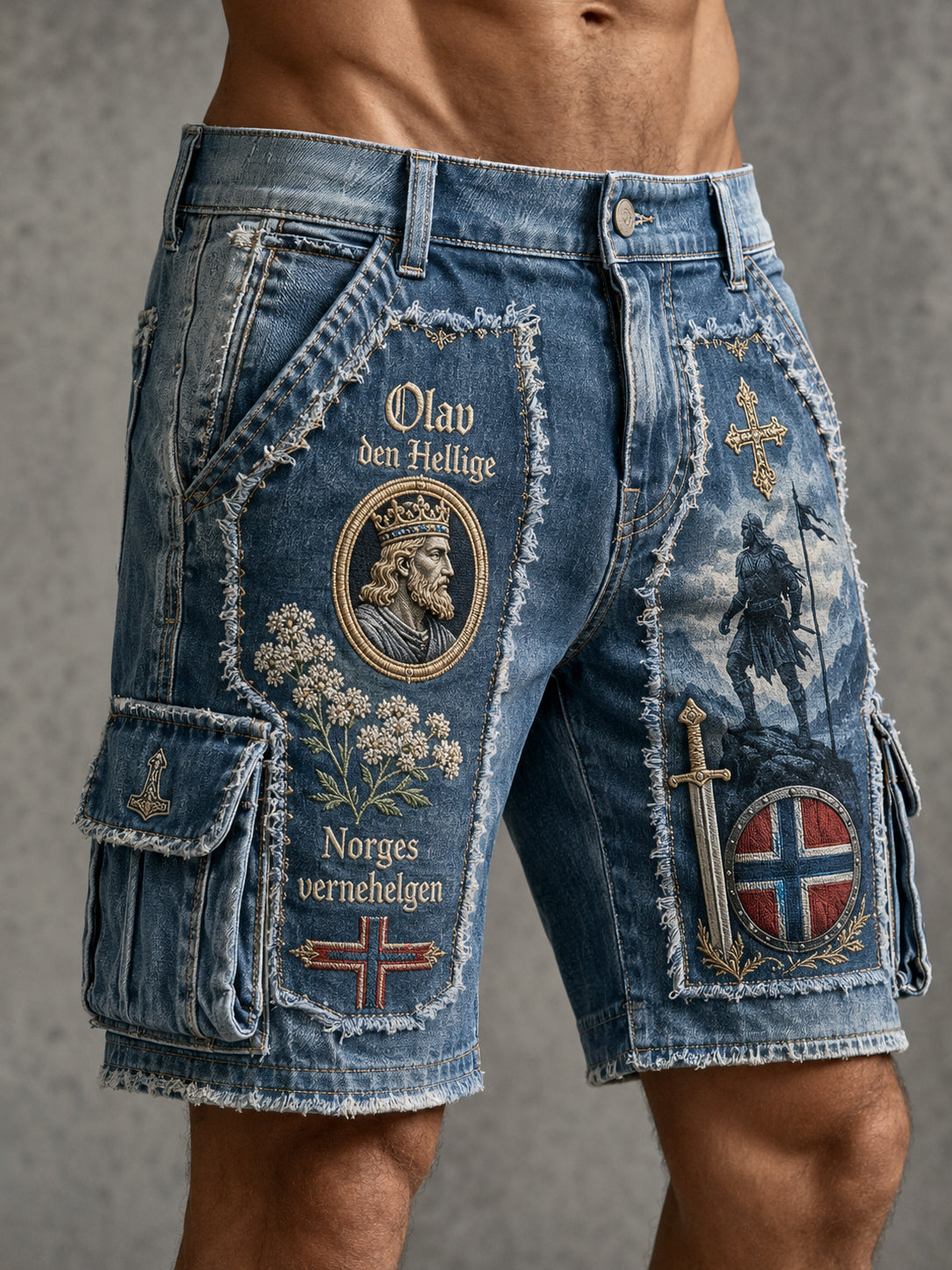 Mäns norska St. Olaf Dag Patriotic Art Print Casual Shorts