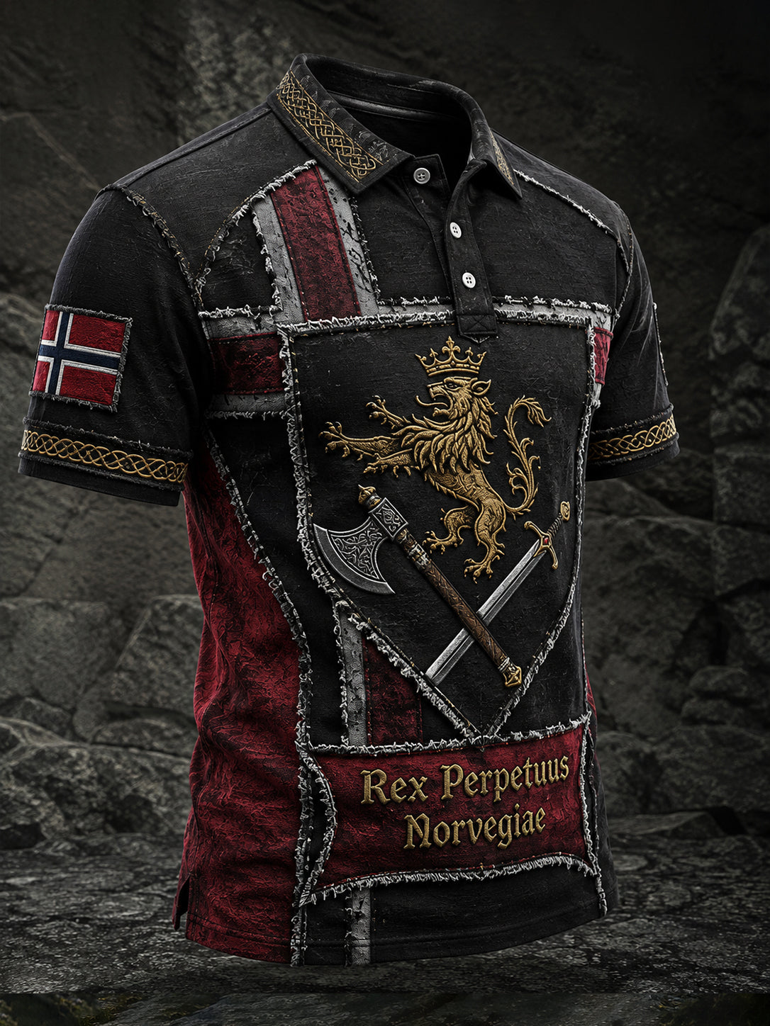 Herrpolotröja med minneskonsttryck för Sankt Olavs dag