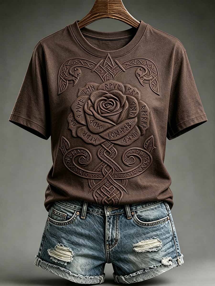 Kvinnors Vintage Viking keltisk knop Skriv ut T-shirt