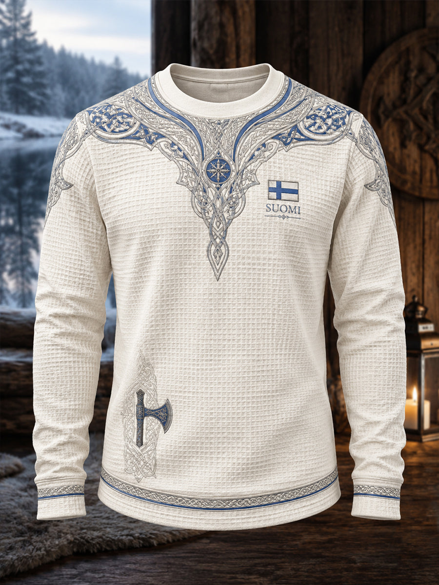 Herrlig finsk vikingpatriotisk konsttryck långärmad topp