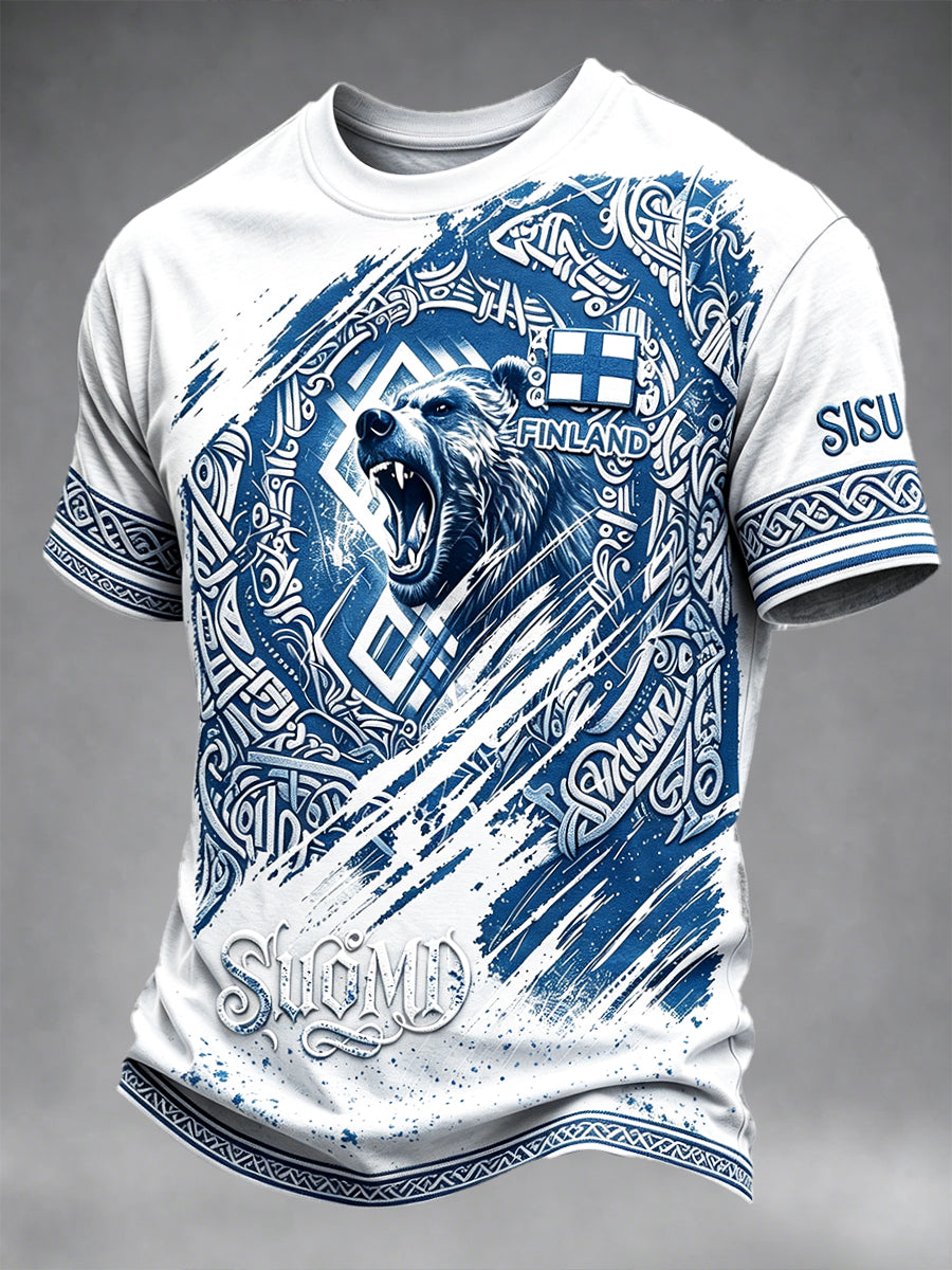 Vita Finland 'Suomi' Skriv ut Casual T-shirt