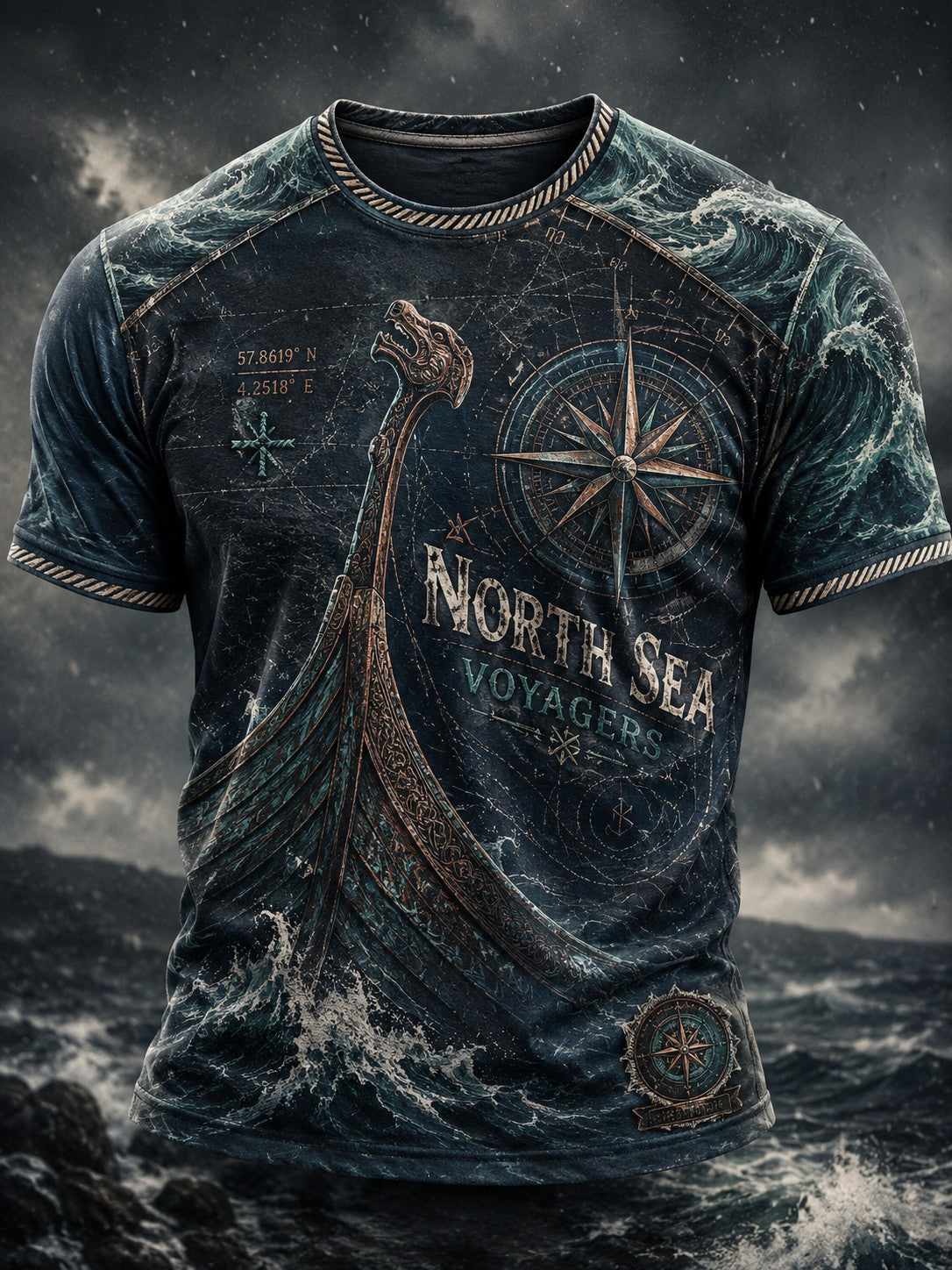 Herrtröja med tryckt mönster från North Sea Voyagers