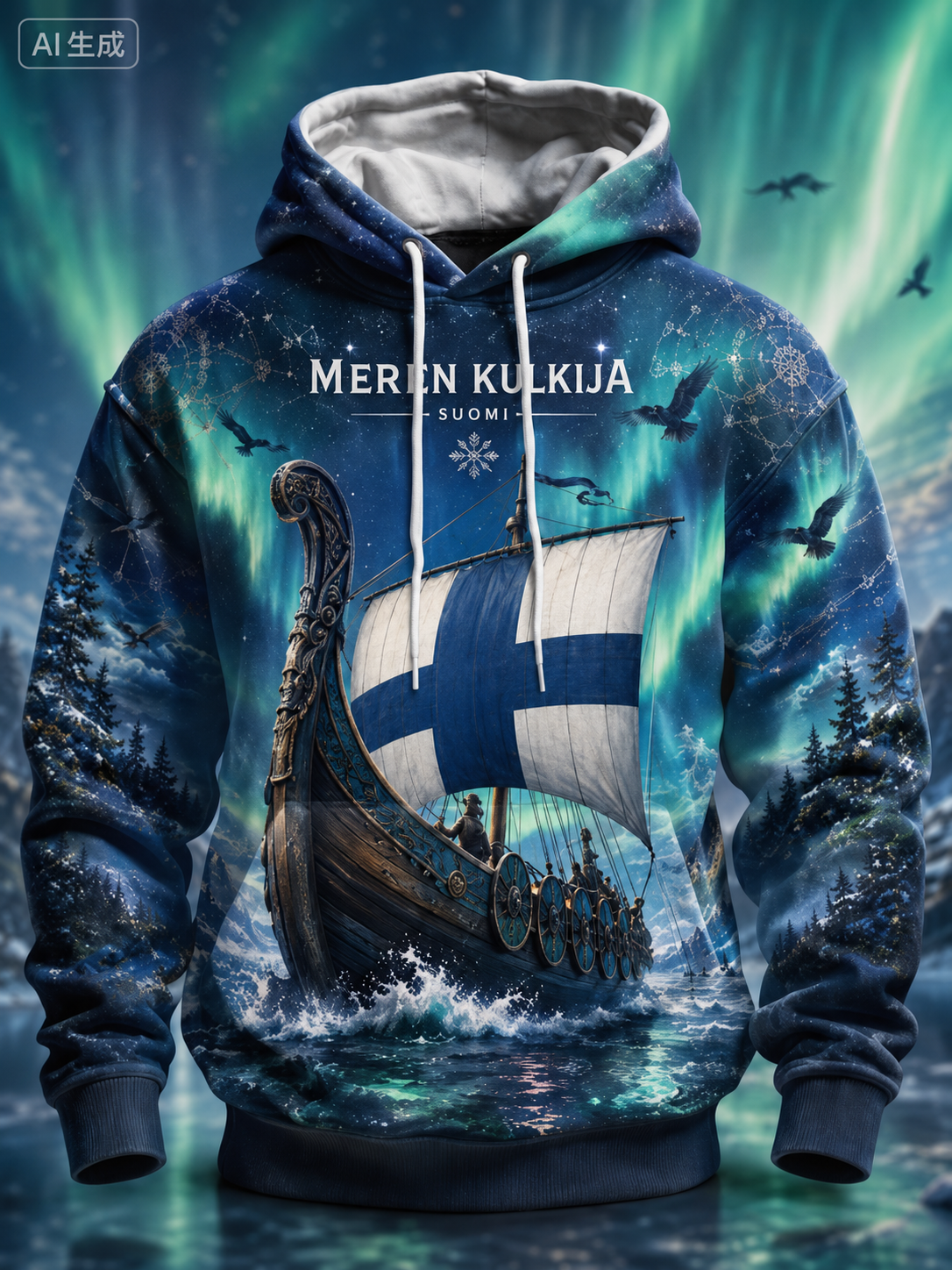 Herrlig finländsk vikingaröd tröja med överdimensionerad fallande axel och fickor