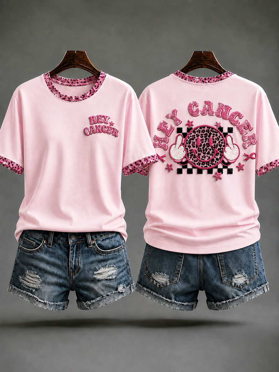 Kvinnors “Fuck Cancer”-rosa bandet bröstcancermedvetandet-shirt