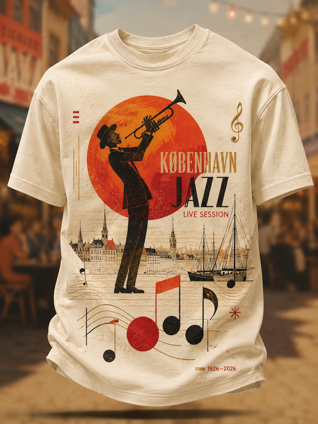 Mäns danska jazzkort ärmar T-shirt