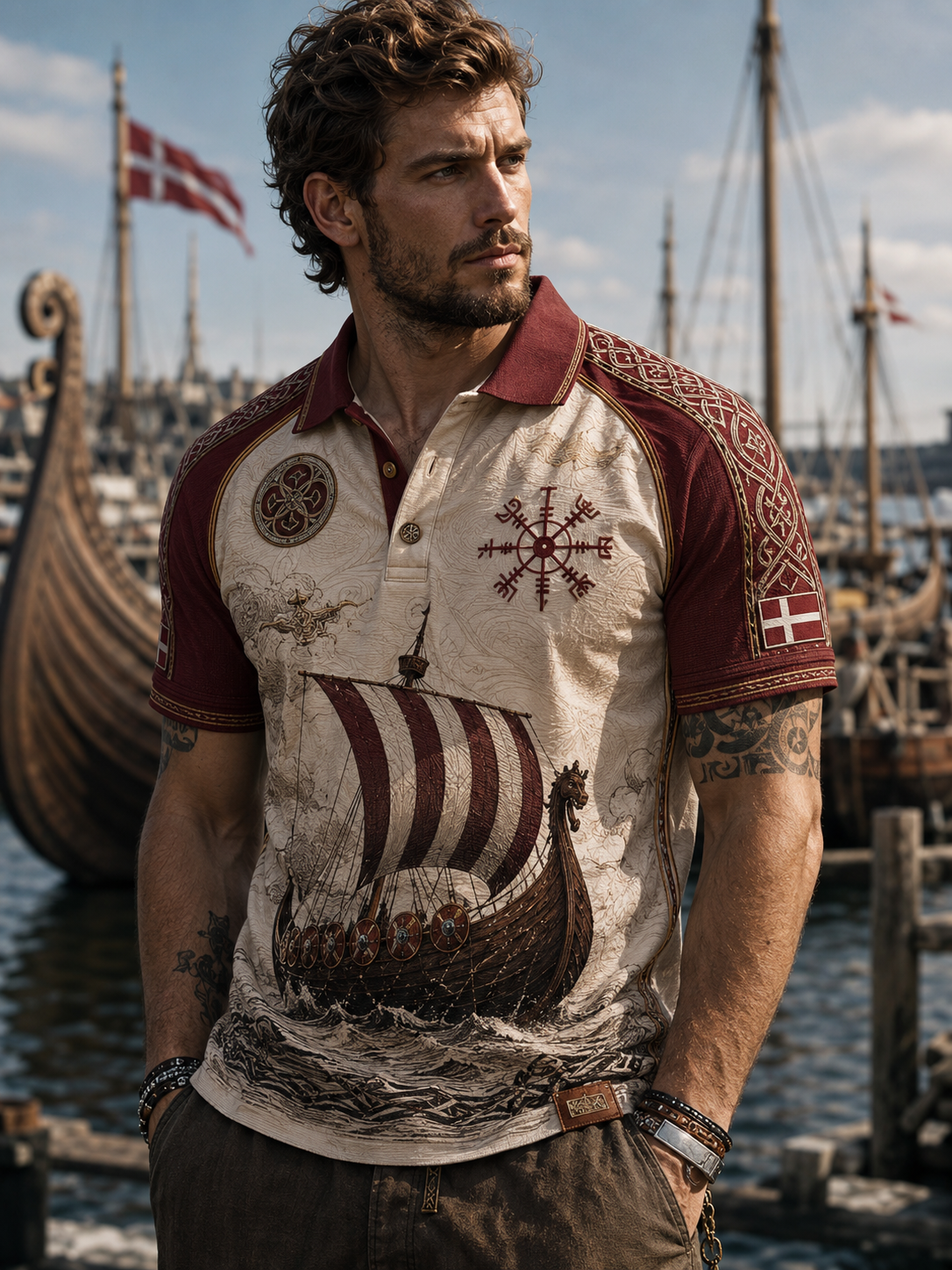 Mäns danska vikingar Polo tröj