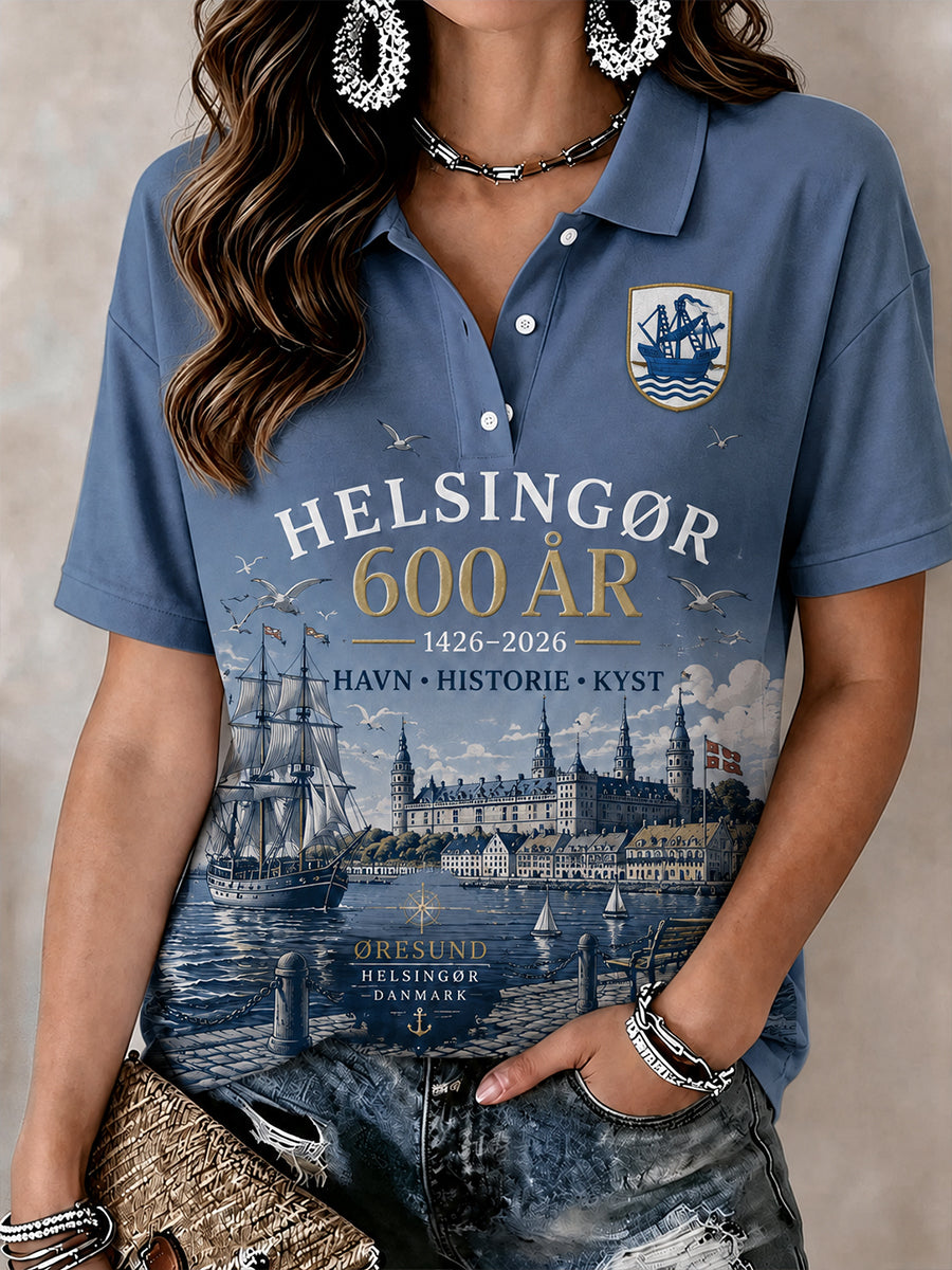 Kvinnors City 600-årsjubileum grafiskt pikétröja med korta ärmar
