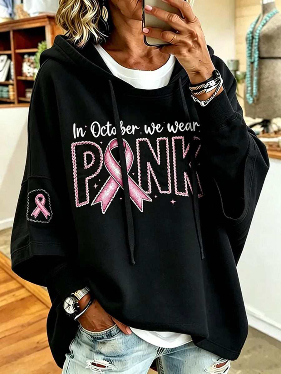 Kvinnors I oktober bär vi rosa Regular-sweatshirt