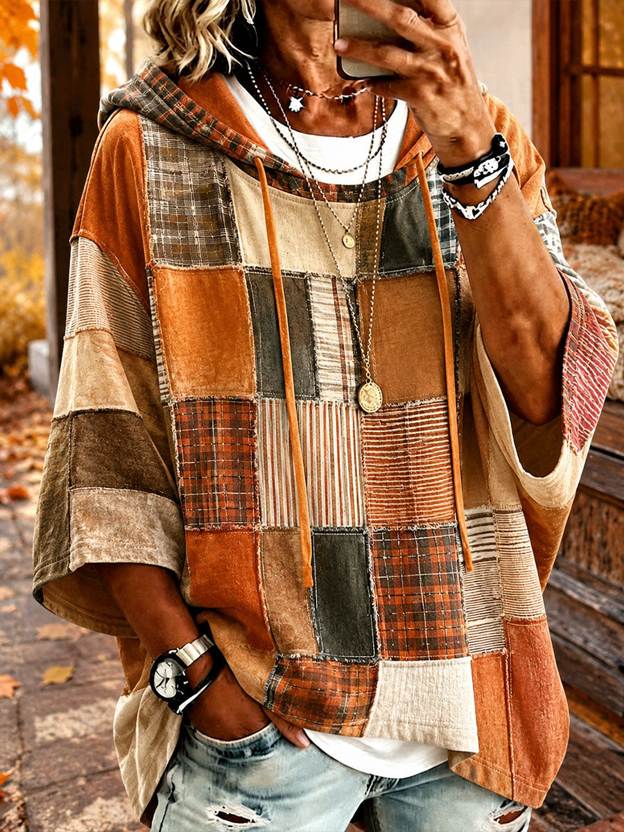 Kvinnors fall Patchwork konst Hoodie