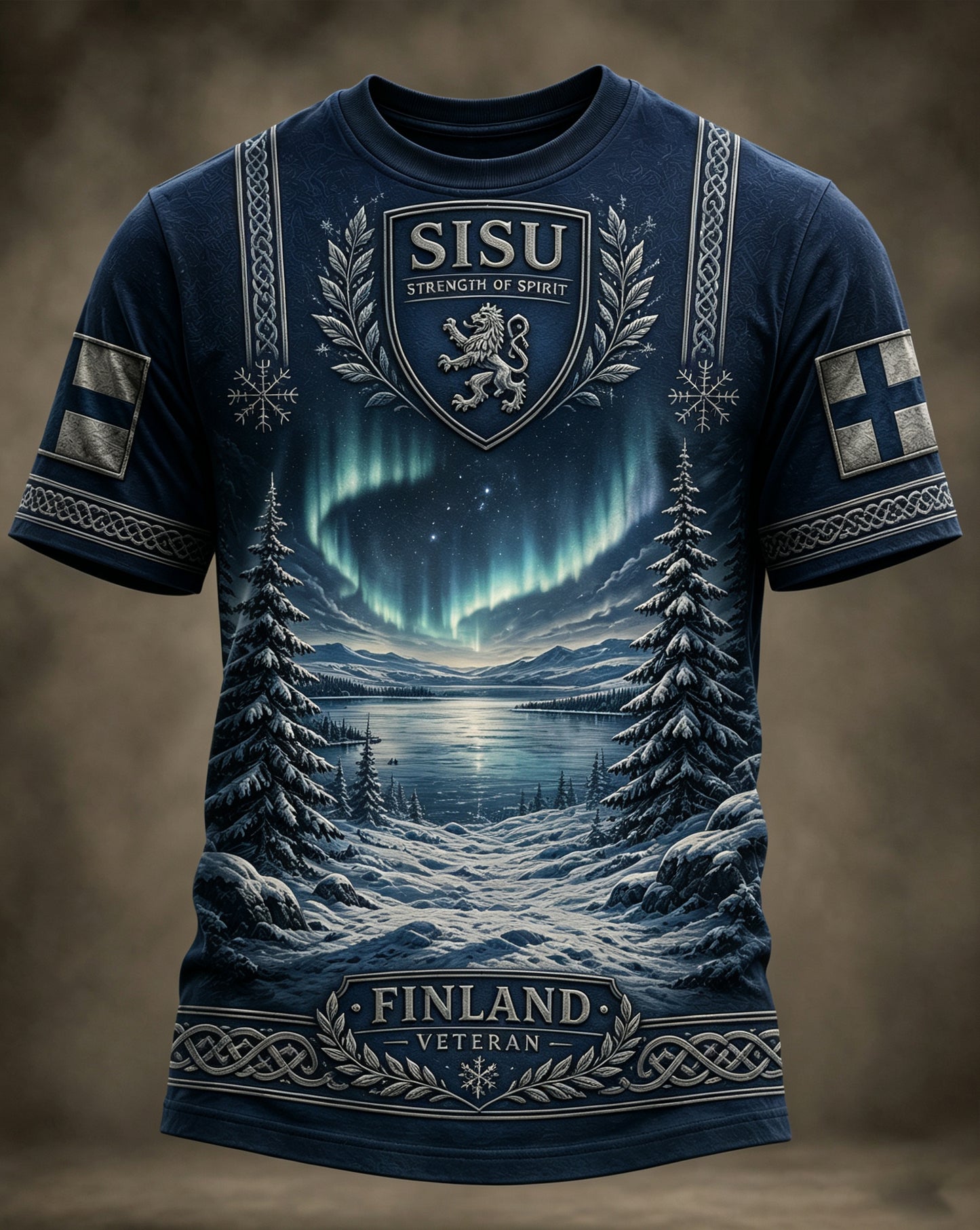 Herrtröja med finsk veteran-Sisu-patriotiskt konsttryck
