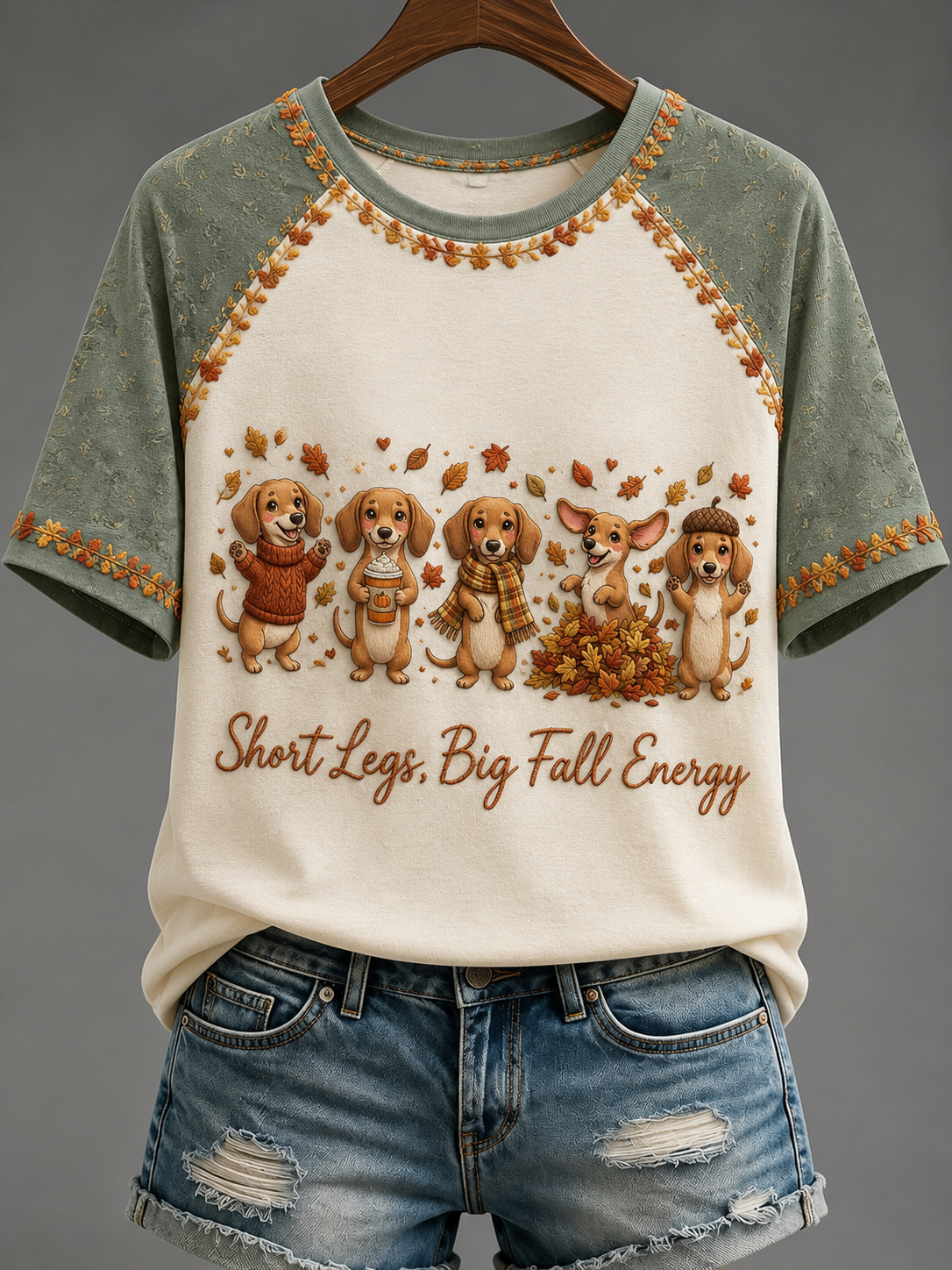 Kvinnors korta ben Big Fall energi rund hals kort ärm T-shirt