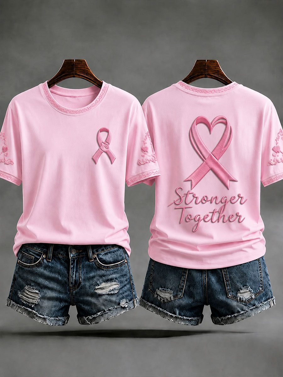 Kvinnors"Stärkare tillsammans"Breastcancer förebyggande och medvetenhet Casual T-shirt
