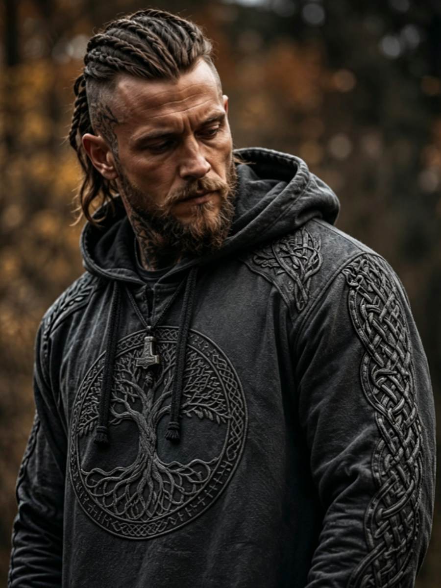 Mäns Viking keltiska knop träd i livet konsthuggare
