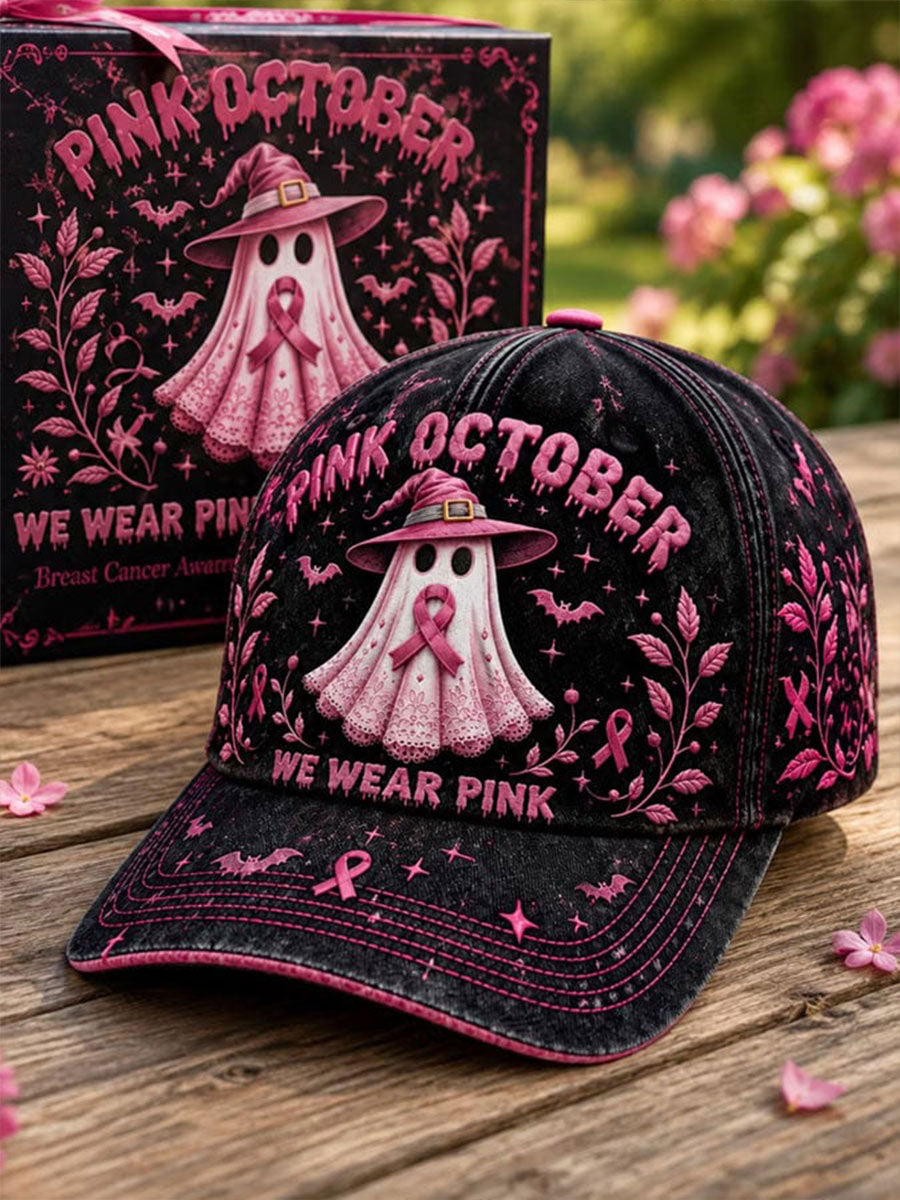 Unisex I oktober bär vi rosa hatt för bröstcancermedvetenhet