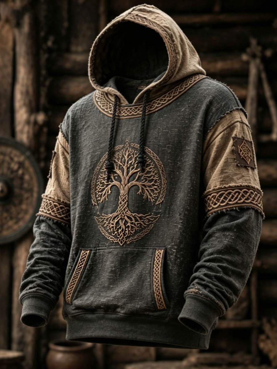 Herrens Retro Viking Valknut träd Liv överstorad Hoodie Liv