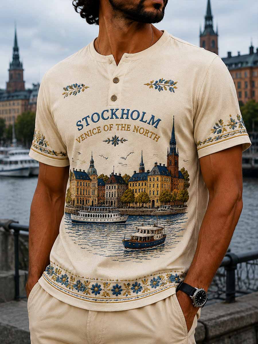 Herrtröja i retrostil med Stockholmsmönster