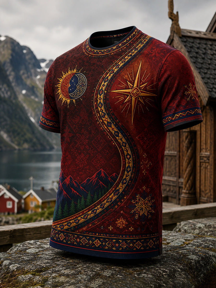 Kulturmönstrad t-shirt för män med norska samiska inslag