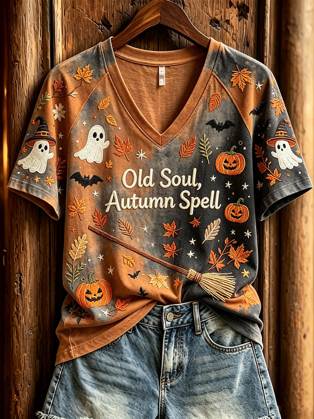 Kvinn Halloween mönster tryckt avslappnad kort ärm T-shirt