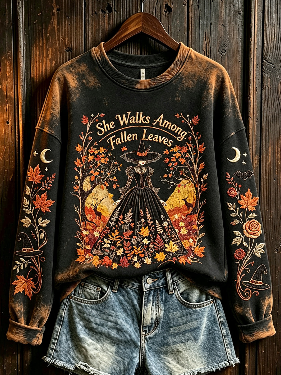 Kvinnors Halloween häx Element Mönster Tryckt Casual Sweatshirt