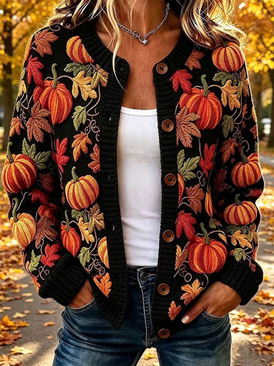 Kvinnlig mysig säsongsdesignad casual kofta med mönster