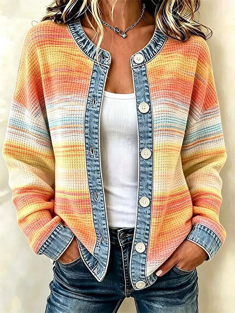 Kvinnors mysiga säsongen tryckt Casual Cardigan