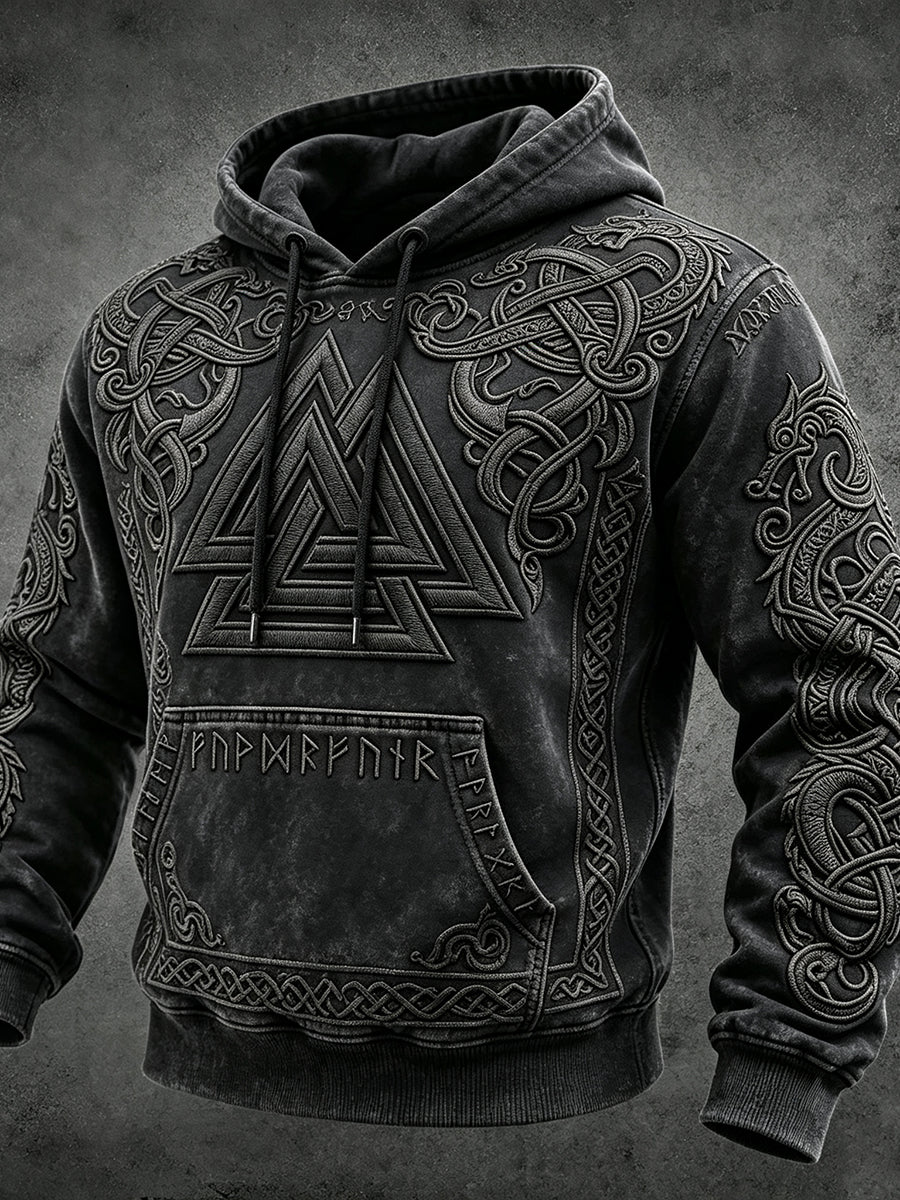 Herrlig vikingainspirerad konst keltiskt tryck vintage mysig hoodie