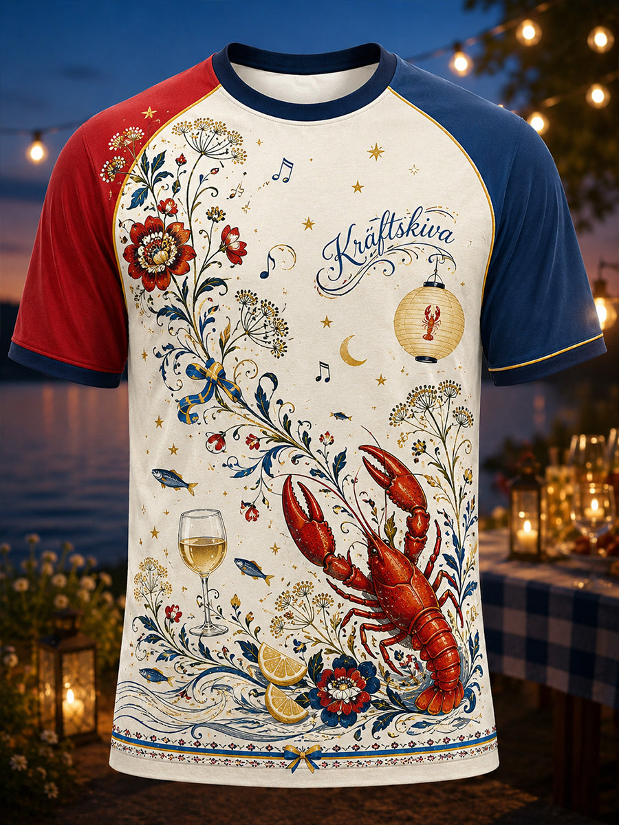 Herr T-shirt med korta ärmar, Sverige Kräftskiva