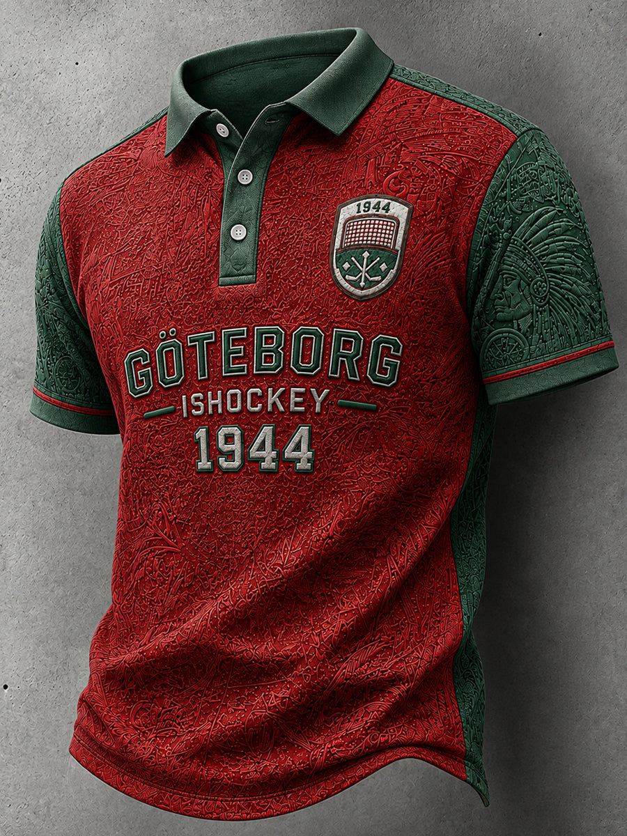 Klassisk Göteborgshockey-tryckt avslappnad polo för entusiaster