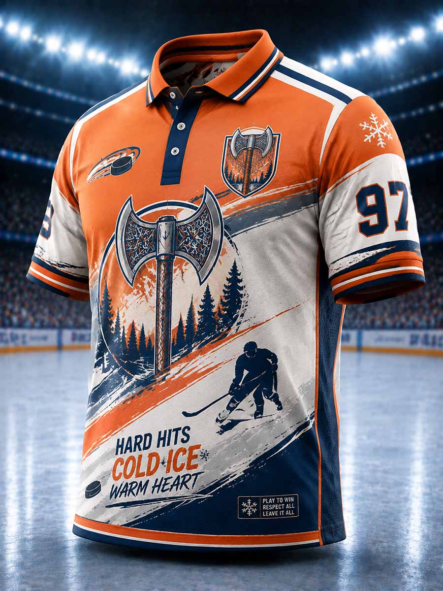 Herrpolotröja i finsk ishockeystil med Tappara-mönster