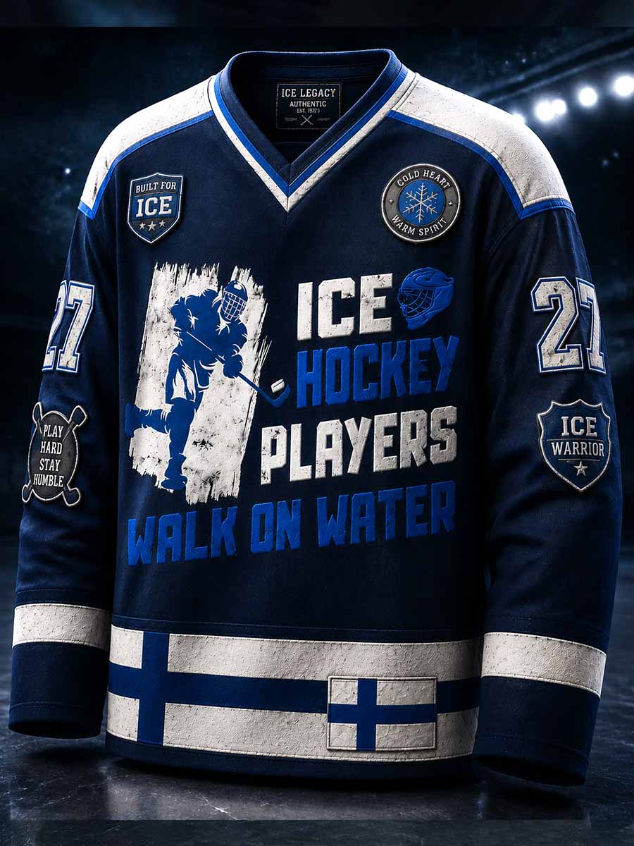 Herrtröja med retrodesign och finsk ishockeygrafik