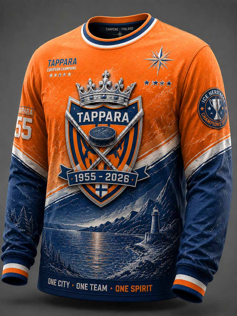 Herrar Vintage Ishockey Tappara 1955 Minnesmärkestryck Tröja