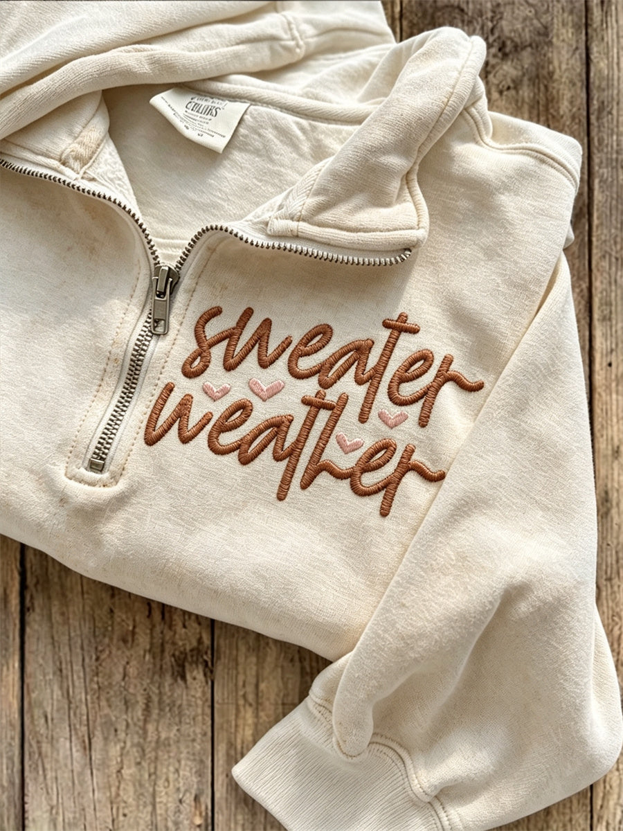 Kvinnors mysiga fallsröja Väder Skriv ut Zip Up Sweatshirt
