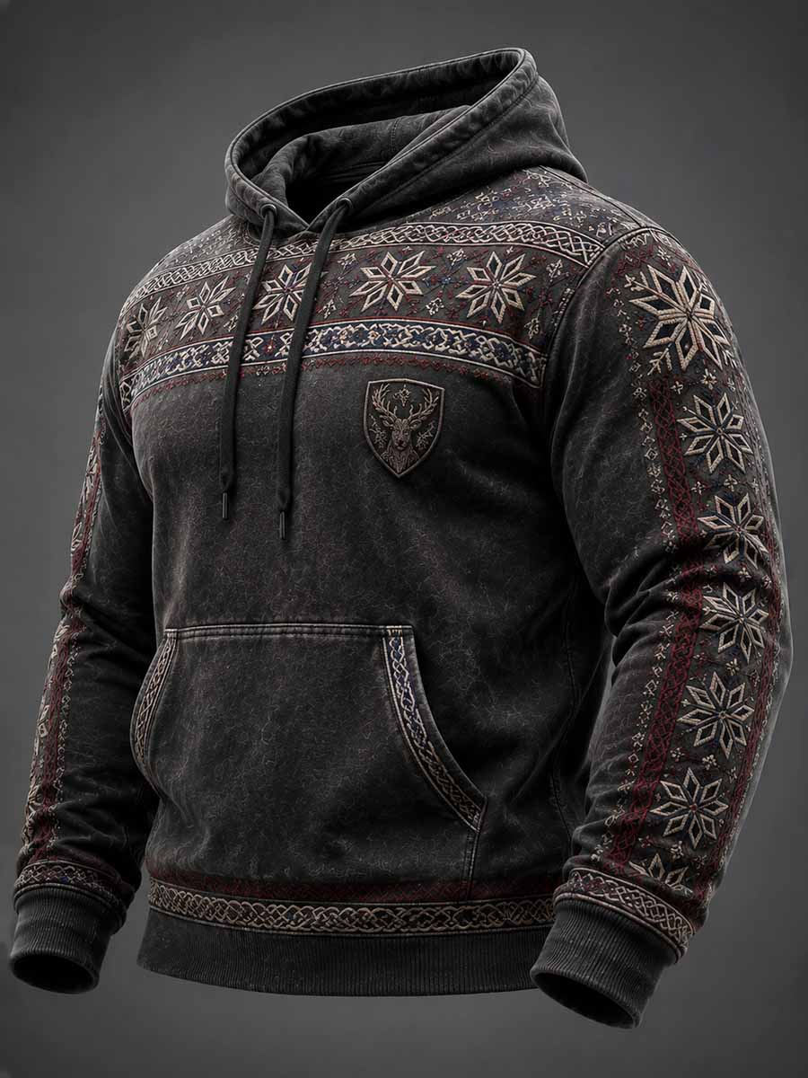 Retro vikinga hjort Print Hoodie för män
