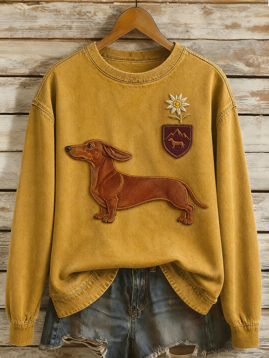 Retro sweatshirt med djurmönster, avslappnad och bekväm