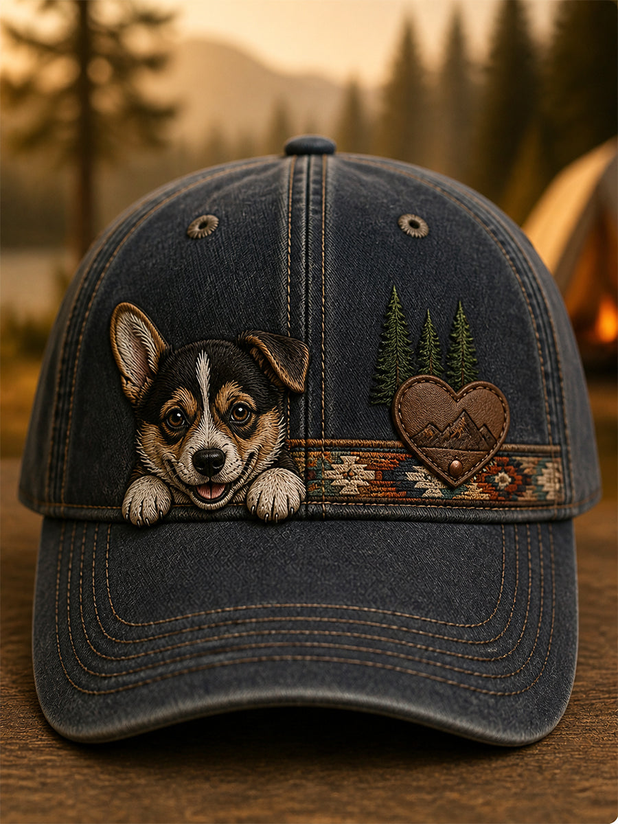 Unisex retro hatt med djurkonsttryck, avslappnad stil