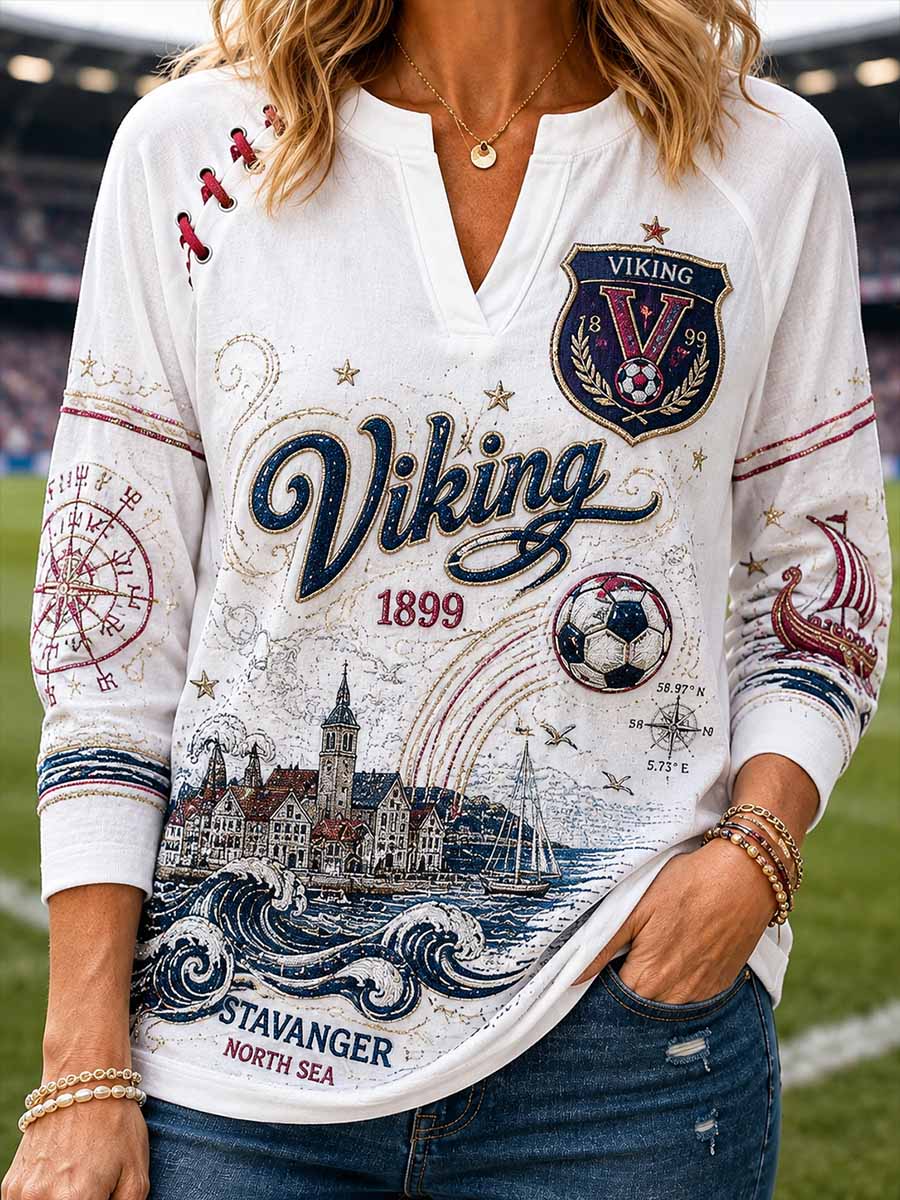 Kvinnors Vintage fotboll Traditionella lag Print Sweatshirt
