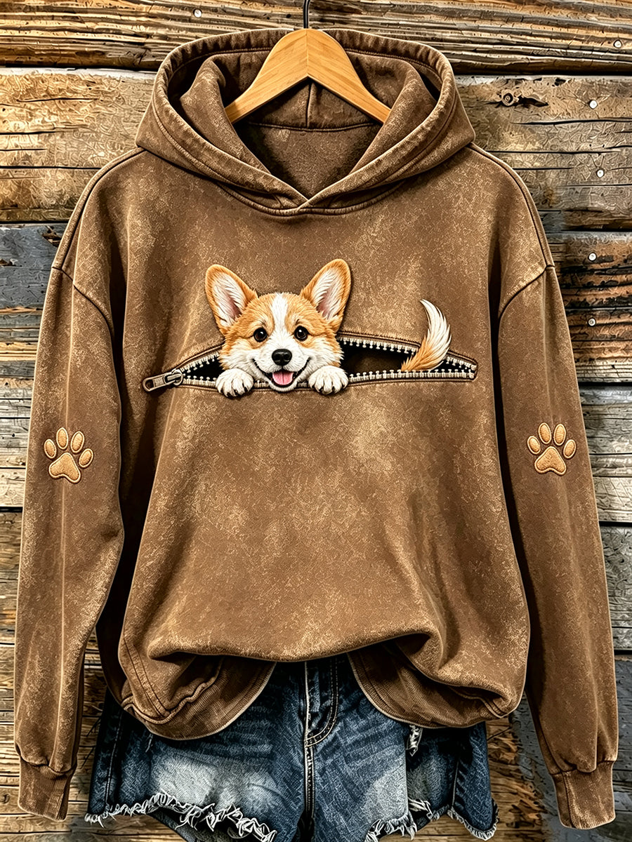 Kvinnors söta kikande Corgi & tassar Print